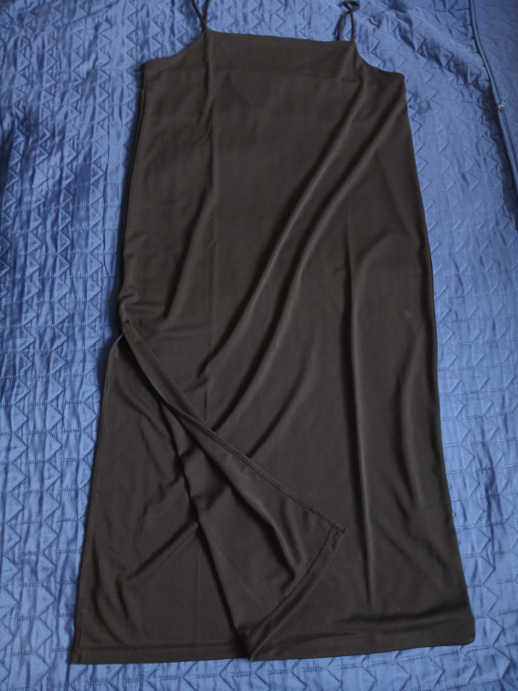 Nova H&M crna midi haljina ravnog kroja, L slika #2