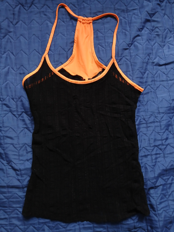 Kikiriki crno-narandzasta cipkana majica, M-L slika #1