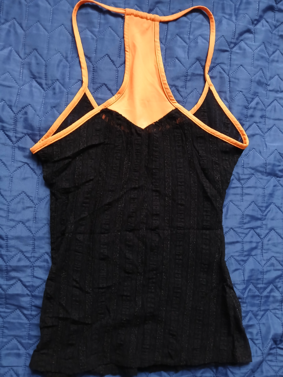 Kikiriki crno-narandzasta cipkana majica, M-L slika #4