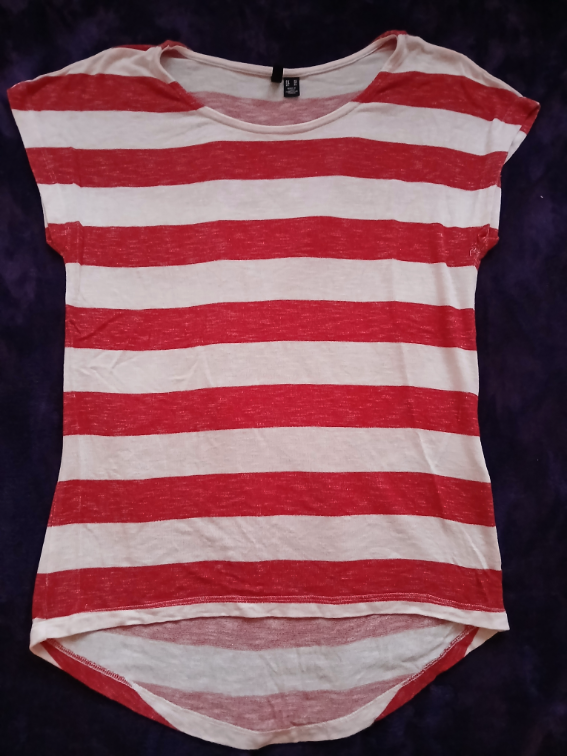 Vero moda crveno-bela prugasta majica viskoza,XS-L slika #1