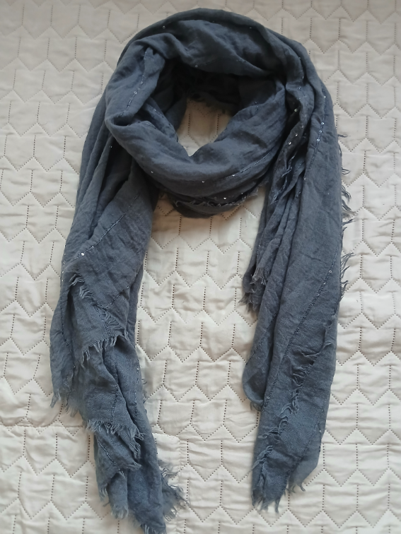 Velika pamucna golublje plava marama - esarpa slika #1