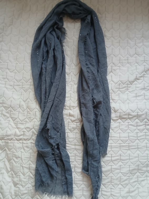 Velika pamucna golublje plava marama - esarpa slika #2