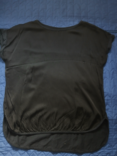 Italijanska crna bluza kombinovanih materijala, L