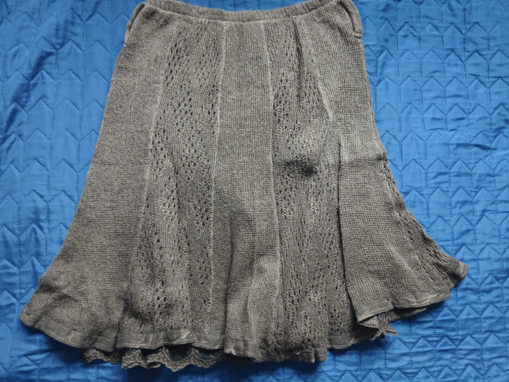 Vunena braon midi suknja sa cipkanom podsuknjom, M slika #1