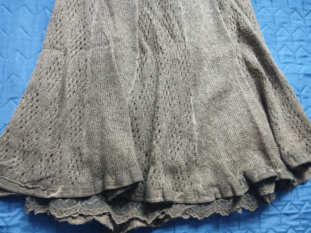 Vunena braon midi suknja sa cipkanom podsuknjom, M slika #4