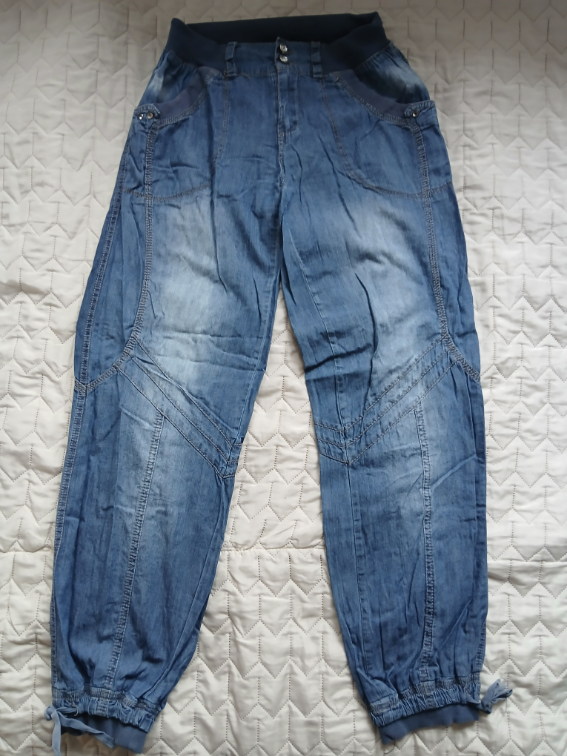 Siroke teksas pantalone/salvare na lastis, M-L slika #1