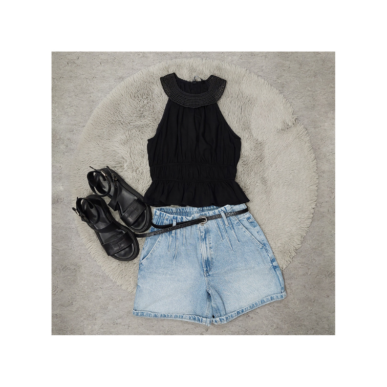 ZARA crna bluza sa pletenim okovratnikom slika #1