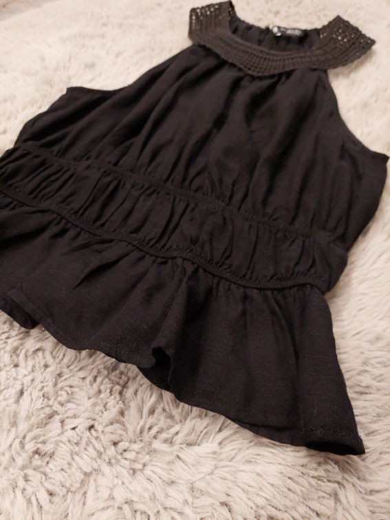 ZARA crna bluza sa pletenim okovratnikom slika #5