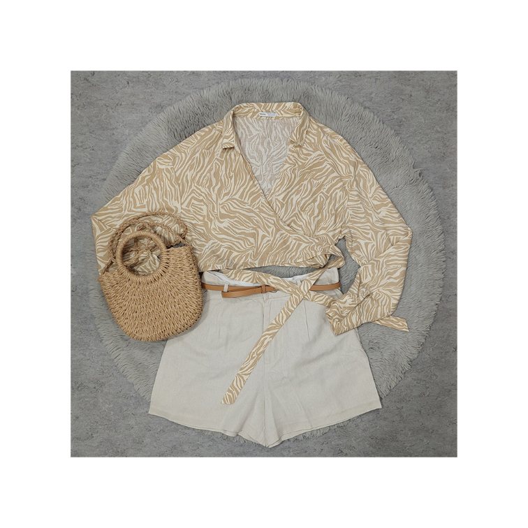 BERSHKA lanena kosulja zebra print slika #1