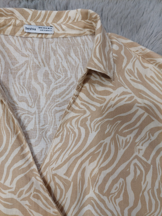 BERSHKA lanena kosulja zebra print slika #4
