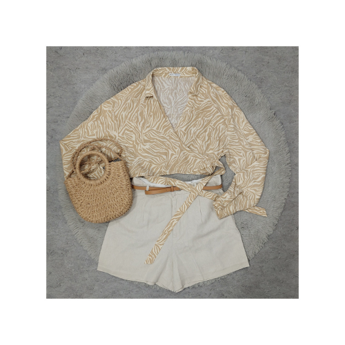 BERSHKA lanena kosulja zebra print