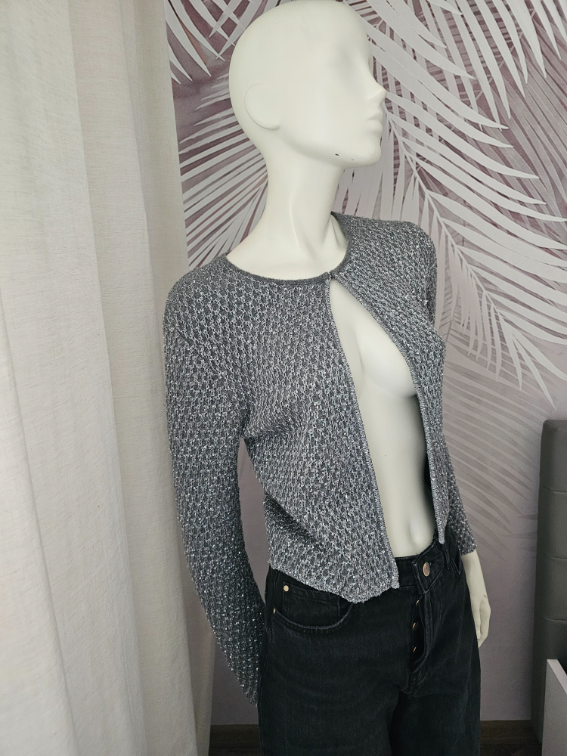 ✨ Nova Zara kardigan – siva sa srebrnim sljokicama slika #1