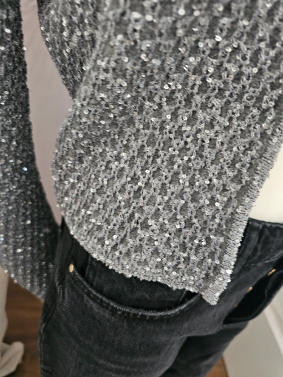 ✨ Nova Zara kardigan – siva sa srebrnim sljokicama slika #4