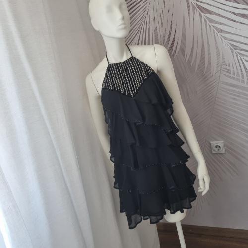 Nova Zara crna haljina sa karnerima S vel