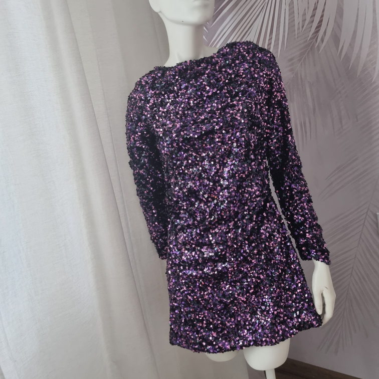 Nova Zara haljina – mini, ljubičaste šljokice – M  slika #2