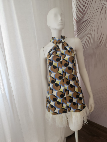 ZARA print haljina sa perjem – NOVA, veličina S 