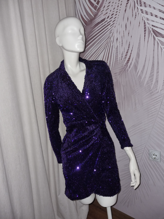 NOVA Zara sako-haljina – ljubičaste šljokice – XS  slika #3