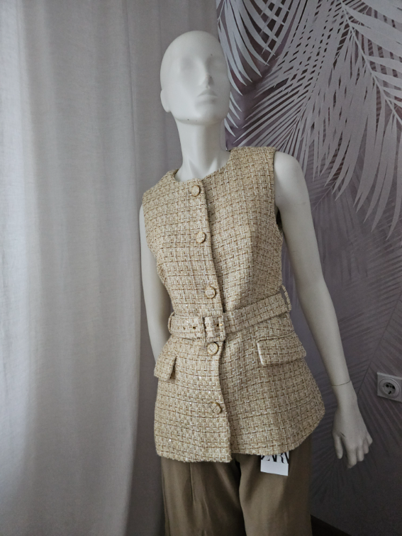 ZARA tweed prsluk – NOV, veličina S slika #4