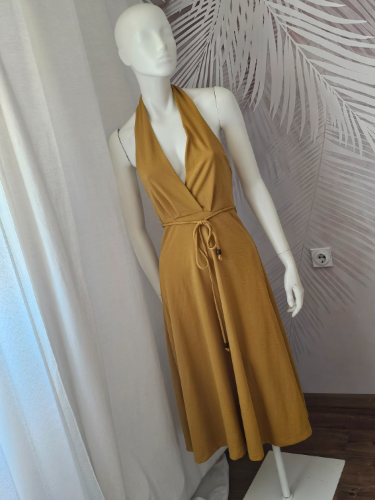 ZARA haljina – NOVA, senf žuta, midi, veličina S