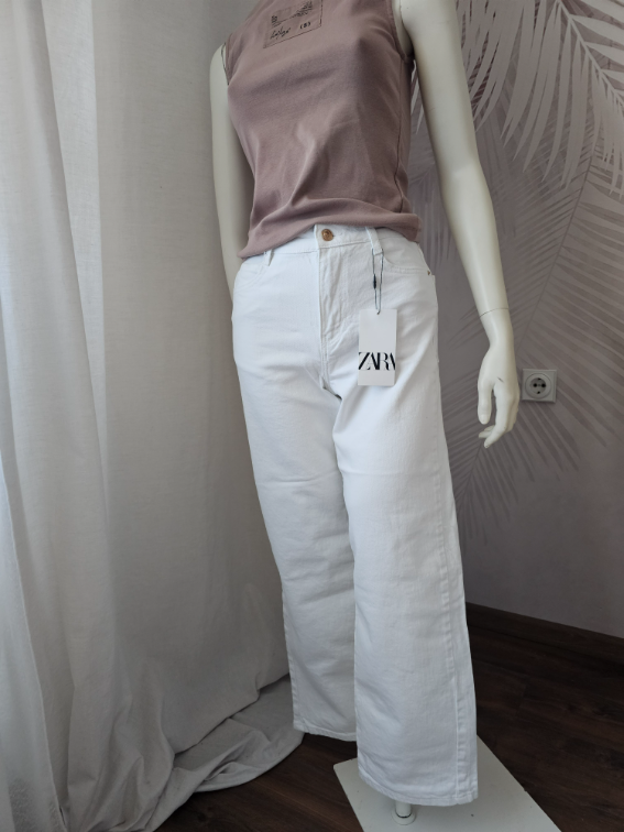 Nove Zara bele farmerice visok struk 36 vel slika #3