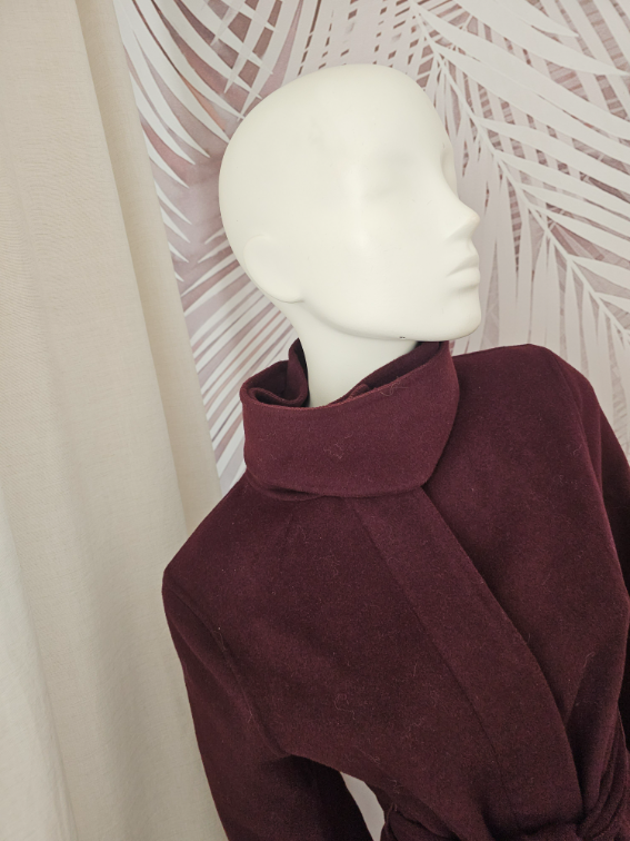 Nov Zara kratki bordo kaput sa kaisem slika #5