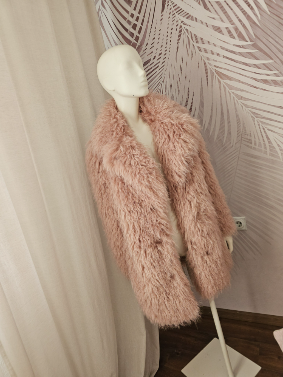 ZARA bunda – NOVA, roze sa krznom, S vel slika #4