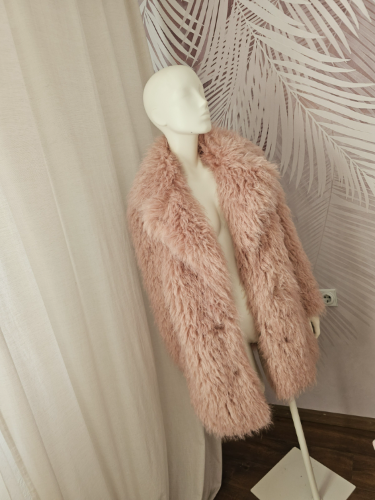 ZARA bunda – NOVA, roze sa krznom, S vel