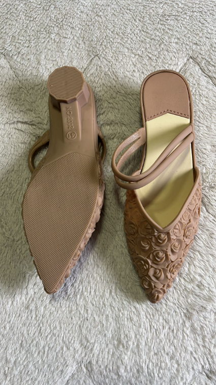 Beige 3D rose papuče, 38 slika #1