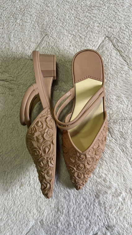 Beige 3D rose papuče, 38 slika #2