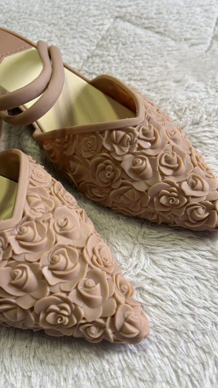 Beige 3D rose papuče, 38 slika #4
