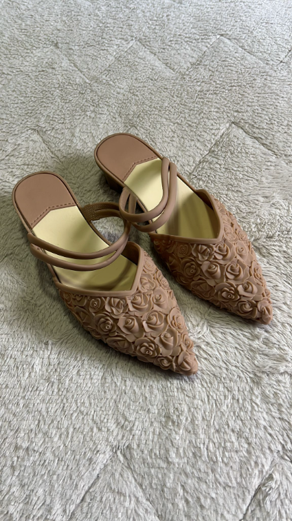 Beige 3D rose papuče, 38 slika #5