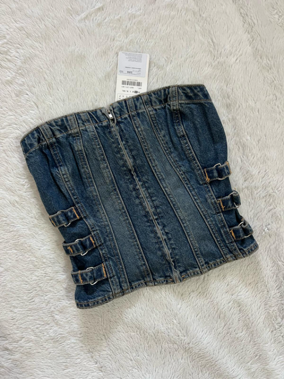 Zara novi teksas korset top S slika #1