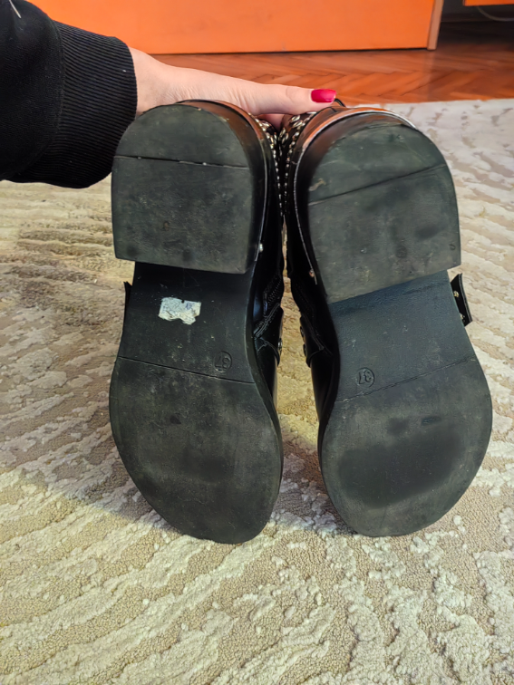 Crne kožne bajkerske čizme  slika #5