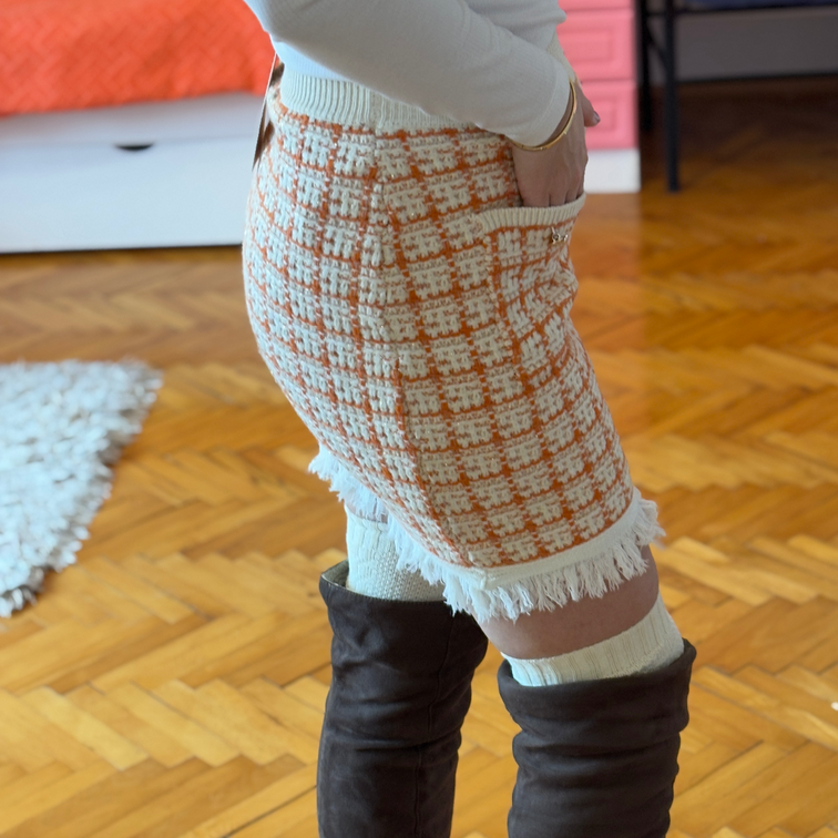 NOVO! Tvid suknja sa džepovima i resama slika #4