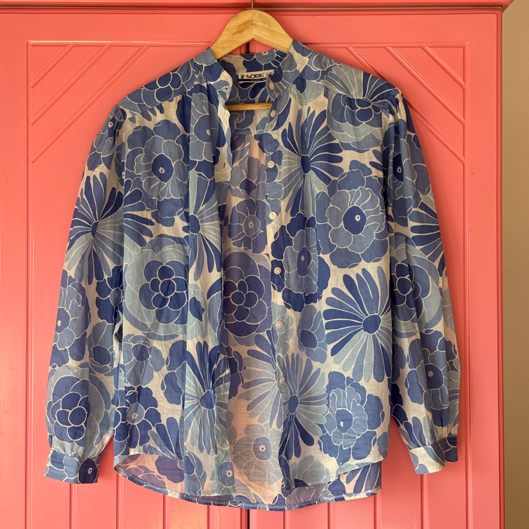 Cvetni pamucni komplet u plavoj boji slika #4