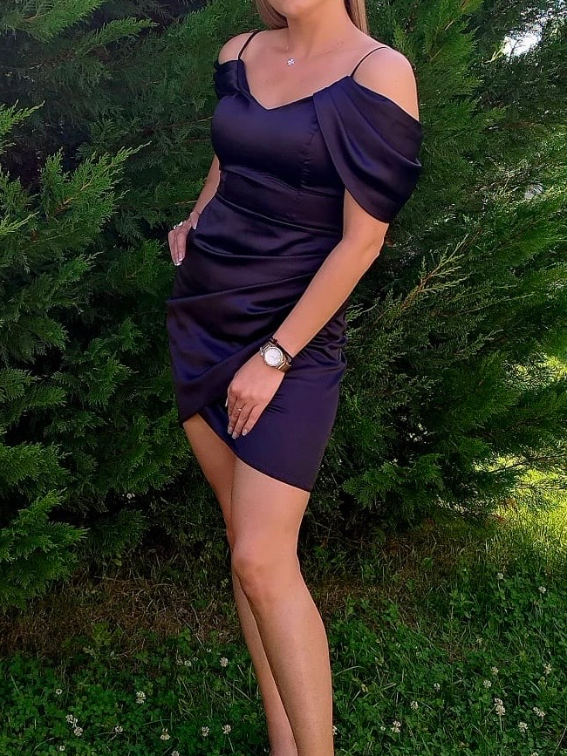 Crna svecana mini haljina slika #2
