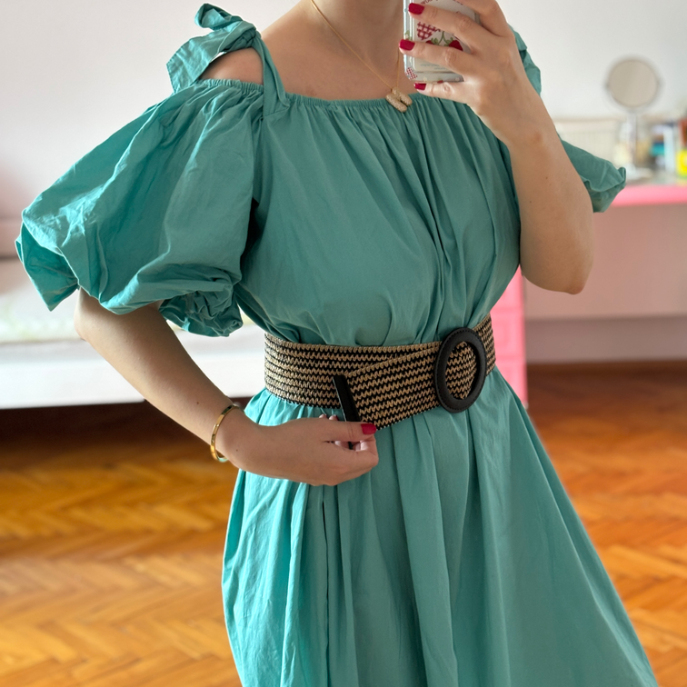 Letnja haljinica u tirkiz boji slika #1