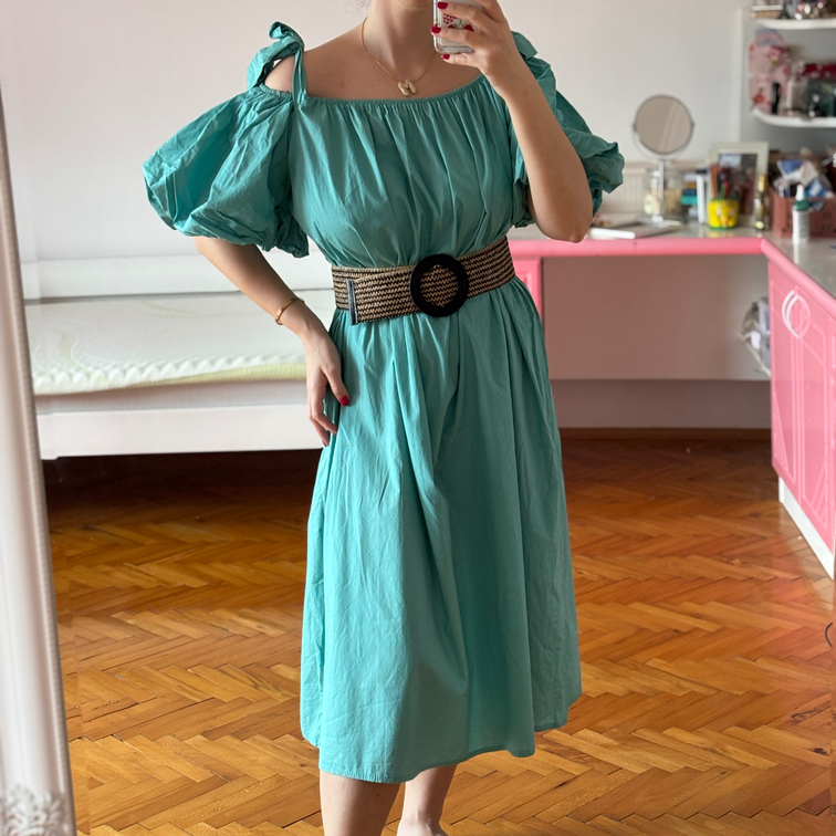 Letnja haljinica u tirkiz boji slika #3