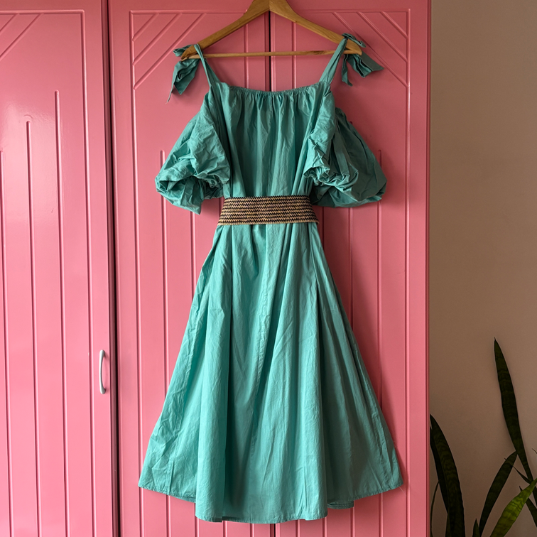 Letnja haljinica u tirkiz boji slika #5