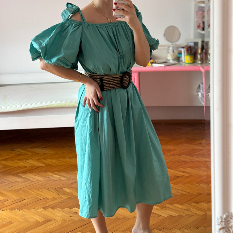 Letnja haljinica u tirkiz boji slika #2