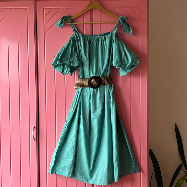 Letnja haljinica u tirkiz boji slika #4