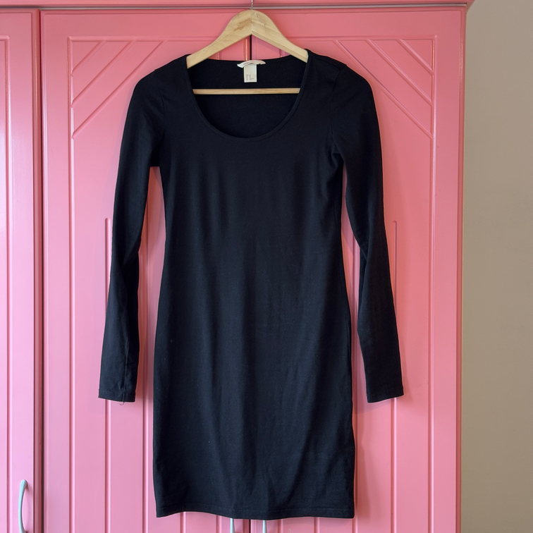 H&M Basic crna mini haljina slika #4