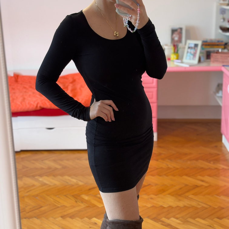 H&M Basic crna mini haljina slika #1