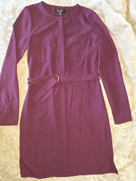 Burgundy kosulja haljina slika #2