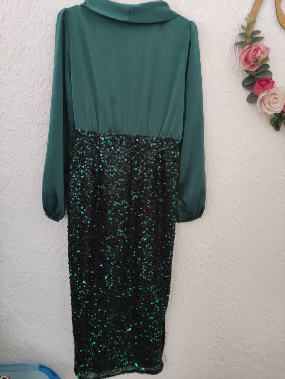 Shein smaragdno zelena haljina slika #4