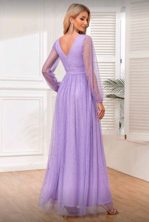 Elegantna lila haljina slika #2