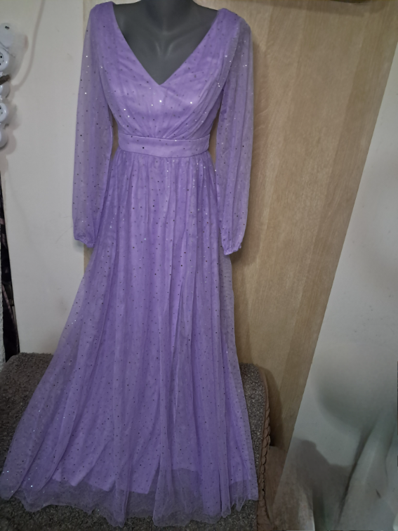 Elegantna lila haljina slika #3