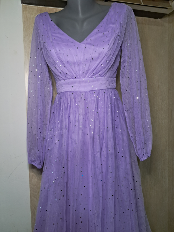 Elegantna lila haljina slika #4