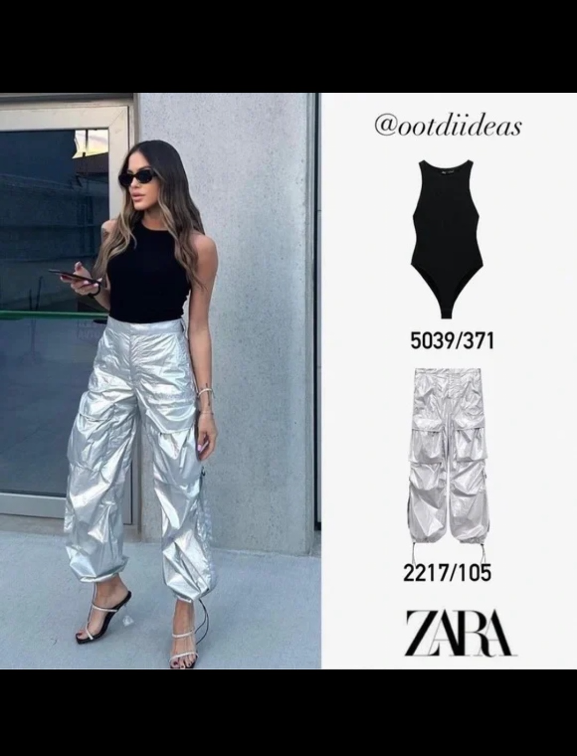Zara cargo shinny pants slika #1