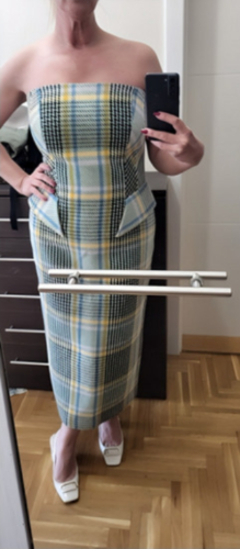 Mona karirana korset pencil midi haljina 